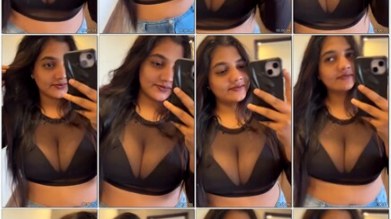 Horny Mallu Sara See Through Black Bra Mirror Selfies