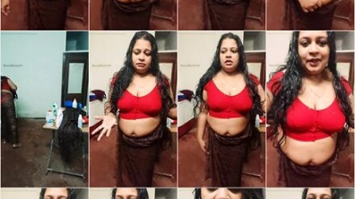 Horny Mallu Nisha Shree Red Crop Top Soft Belly Show Live