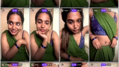 Horny Madhu Meetha Green Saree Cleavage Tease Live