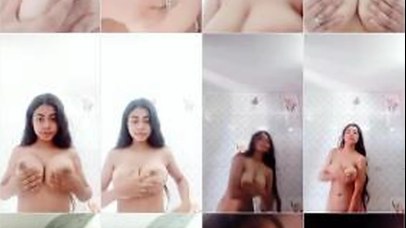 Horny Bigbooby GF Squeezes Massive Tits and Fingers Pussy