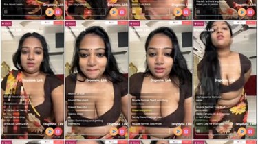 Horny Tamil Suriya Prabha Brown Floral Deep Cleavage Live