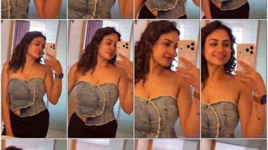 Tamil actress Janani Insta exclusive mirror selfie