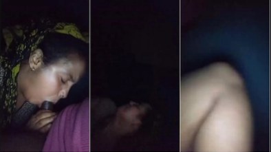 Milf sucks dick in dark room