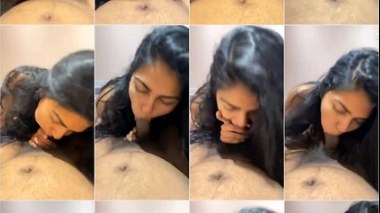 Horny slim Mallu girl gives blowjob and pussy play