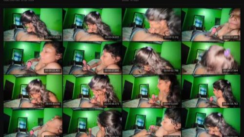 Sri Lankan girlfriend gives blowjob in green room