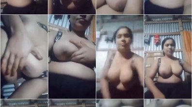 Village Bhabi Big Tits Black Bra And Topless Showing Boobs