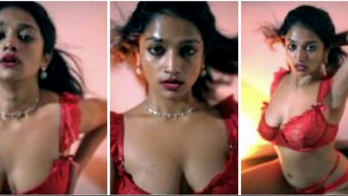 Desi Girl In Red Lingerie Teasing