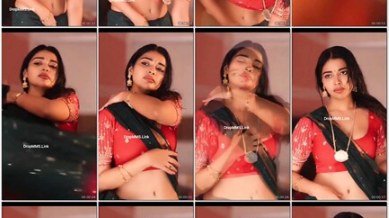 Tamil Dharsha In Red Blouse And Saree