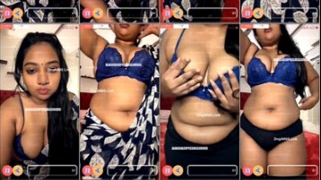 Suriya Prabha Blue Saree Cleavage Tease
