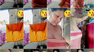 Bengali Village MILF Bhabhi Big Tanker Boobs Dress Change After Bath
