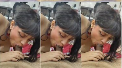 Indian girlfriend blowjob on bed