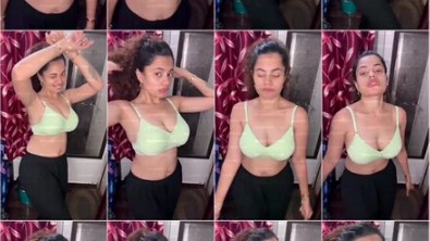 Mallu Rambha green bra top body tease exclusive