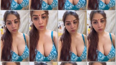 Vandana Pathak big boobs cleavage tease in blue bra Insta exclusive