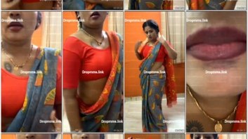Tamil Abinaya saree cleavage and midriff tease live show