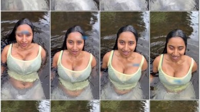 Mallu actress Anjana wet top in water