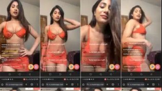 Shanu Dhekawa orange bikini big cleavage live