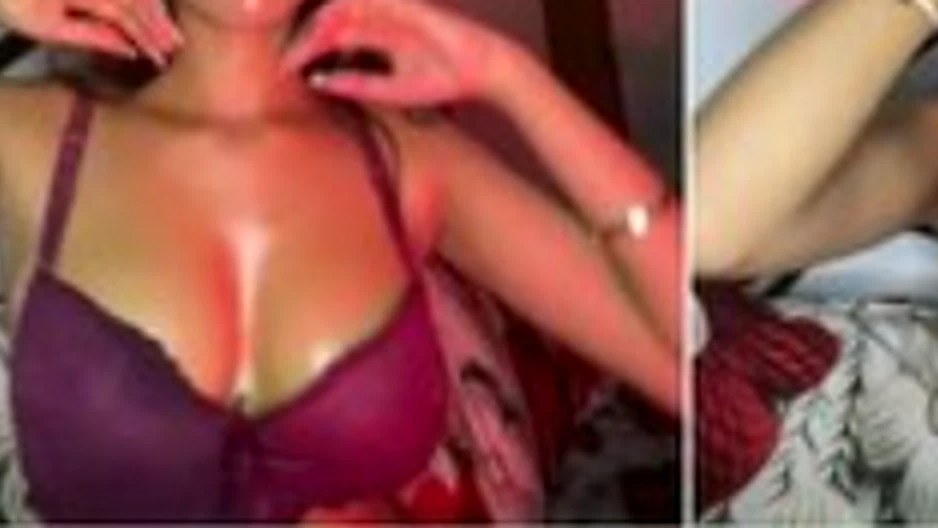 Dusky babe shows her oiled tits and brown nipples