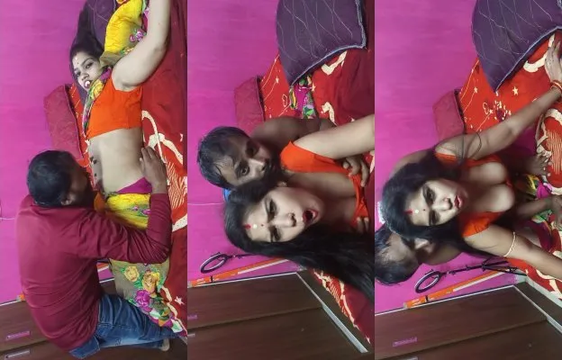 Desi bhabhi blowjob and fucking on bed in saree