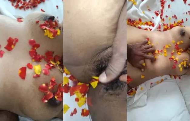 Desi Couple Honeymoon Sex With Rose Petals