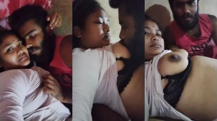 Desi Couple Intimate Laying Boob Sucking