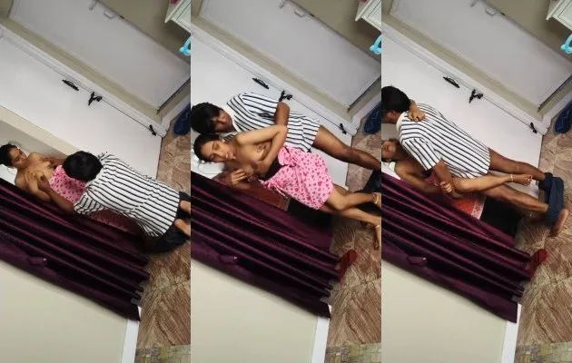 Desi couple romance and fuck by the curtain