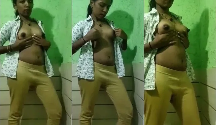Desi Girl Standing Topless Playing With Tits
