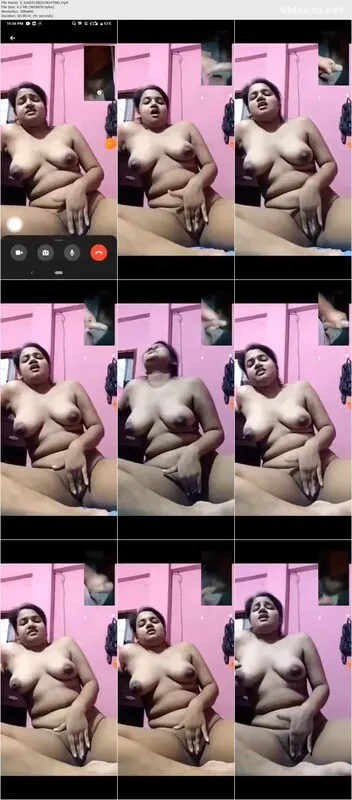 Horny chubby girlfriend nude fingering on video call