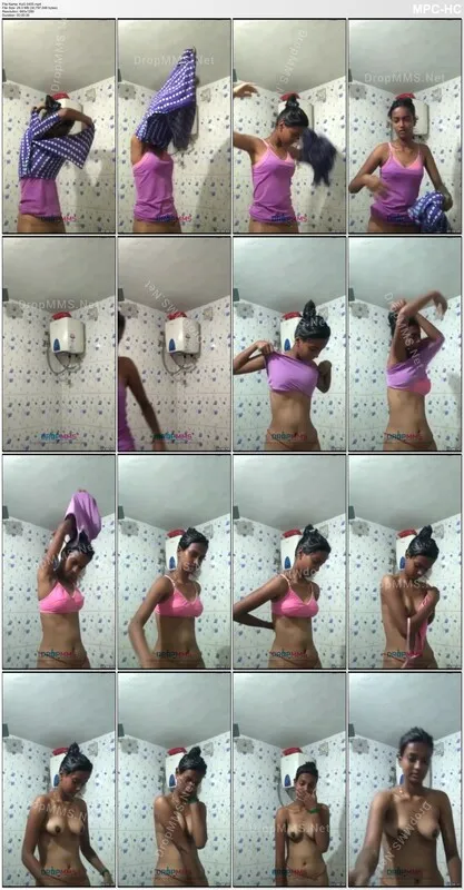 Slim Tamil college girl strips nude in bathroom