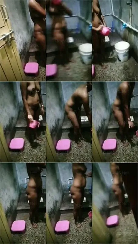 Tamil Wife Nude Bath in Village Bathroom
