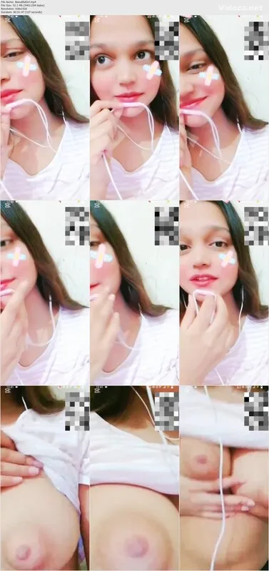 Cute girl on video call lifting shirt and flashing her boobs