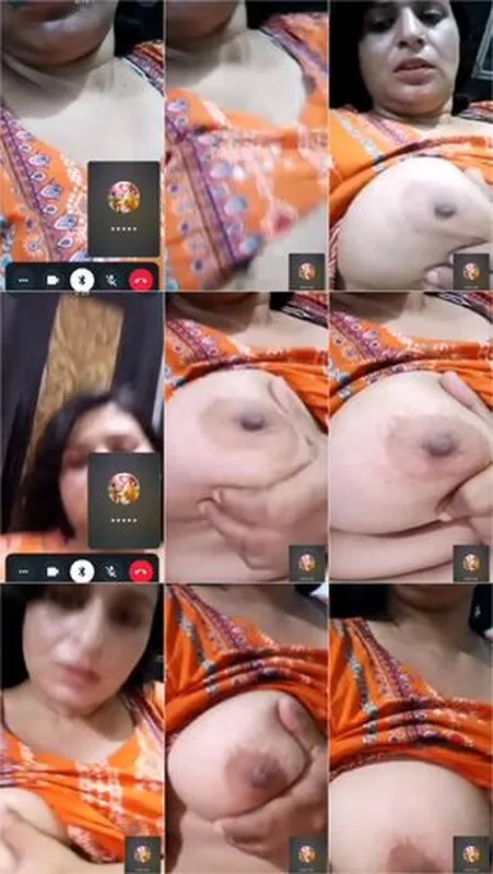 Desi mature lady flashing one big boob on video call