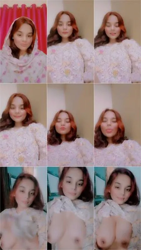 Pakistani girl flashing and squeezing big boobs in selfie video