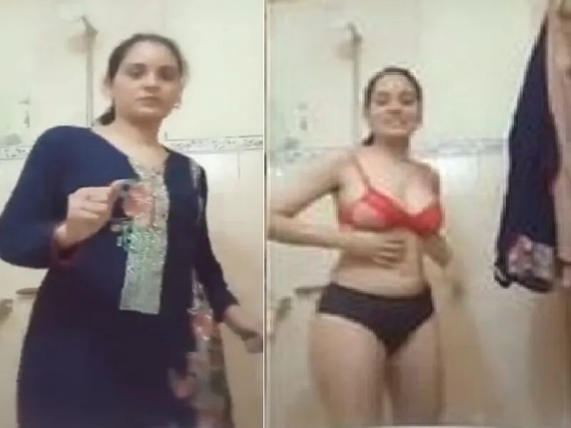 Pakistani Girl Undressing In Bathroom Wearing Red Bra And Black Panty