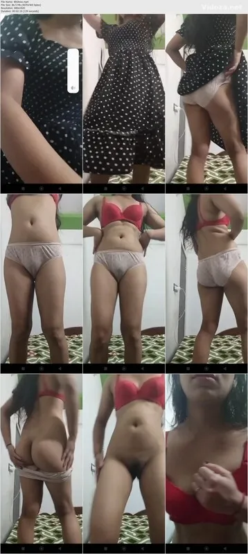 Desi Bhabhi In Red Bra Doing Strip Tease