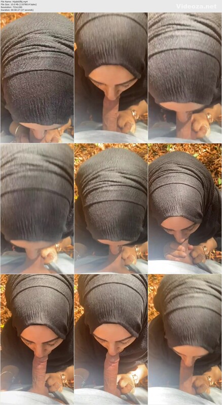 Hijabi girlfriend sucking cock outdoors giving blowjob