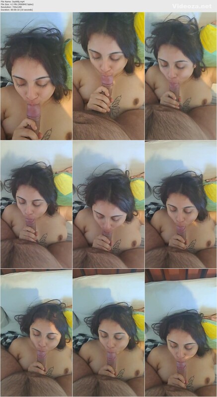 sexy wife giving slow blowjob on bed