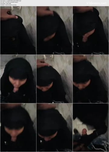hijabi babe gives sloppy blowjob till full cumshot