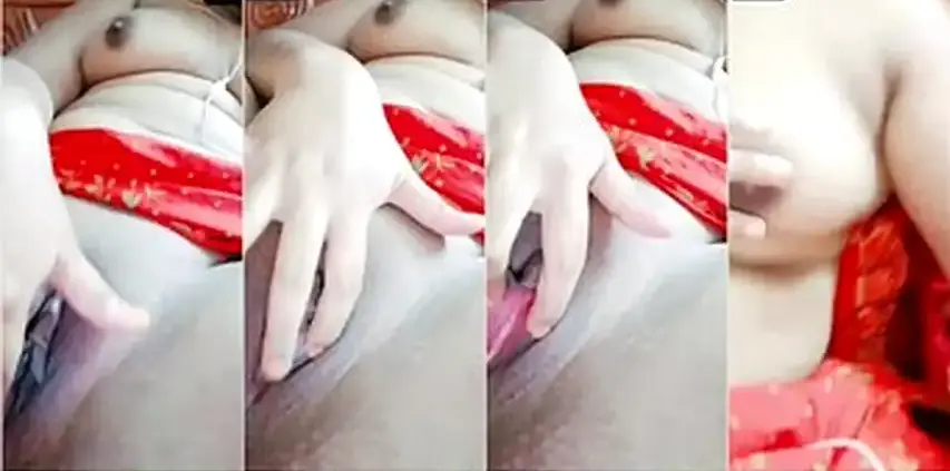 Chubby Malayali Wife Red Saree Lifted Rubs Pussy