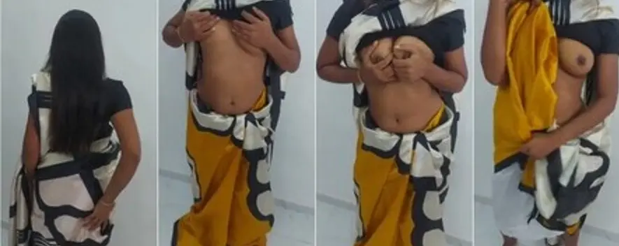 Sexy Tamil Teacher Plump Tits Saree Strip for Husband MMS