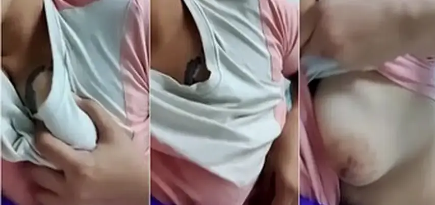 GF Pink Top Pulled Down Flashes Boobs