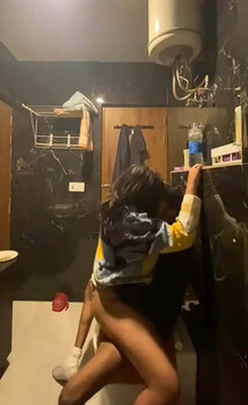GF Rides BF Cock in Bathroom