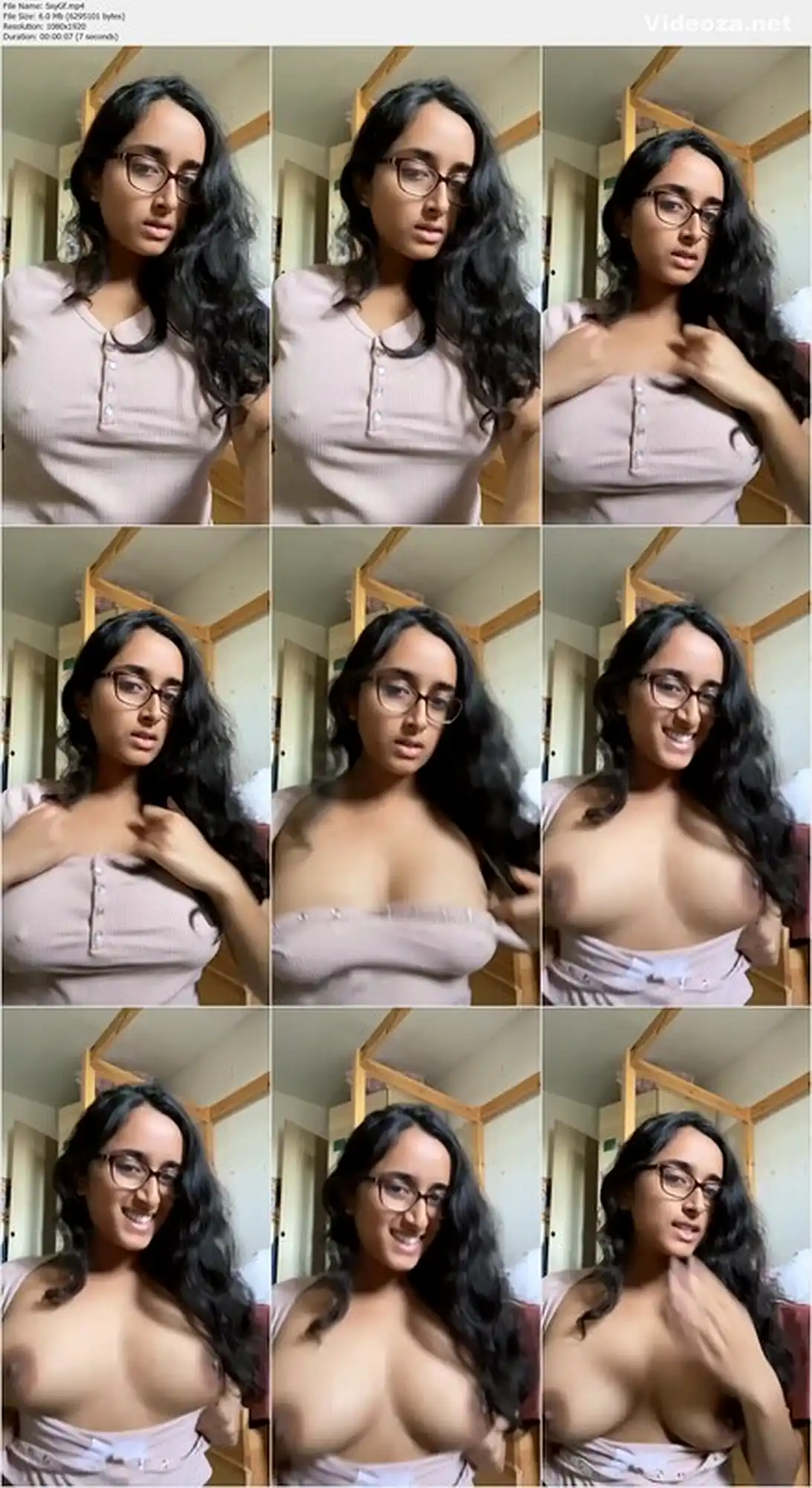 Beautiful Sexy Gf with Glasses on  Showing her Boobs