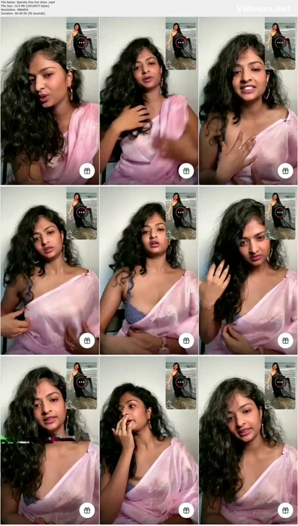 Kannada Sparsha Pink Saree Cleavage Live Tease