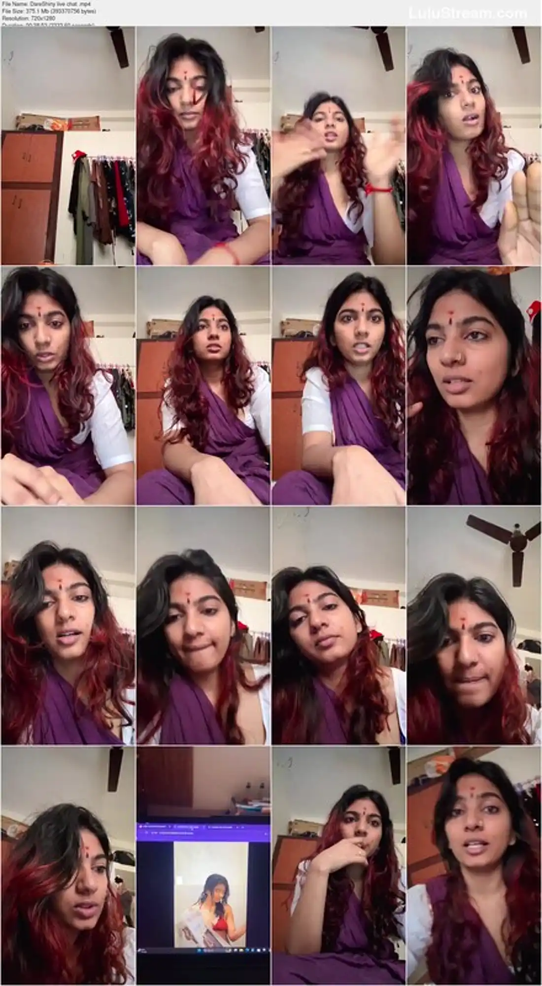 Tamil DareShiny Purple Saree Live Chat Tease