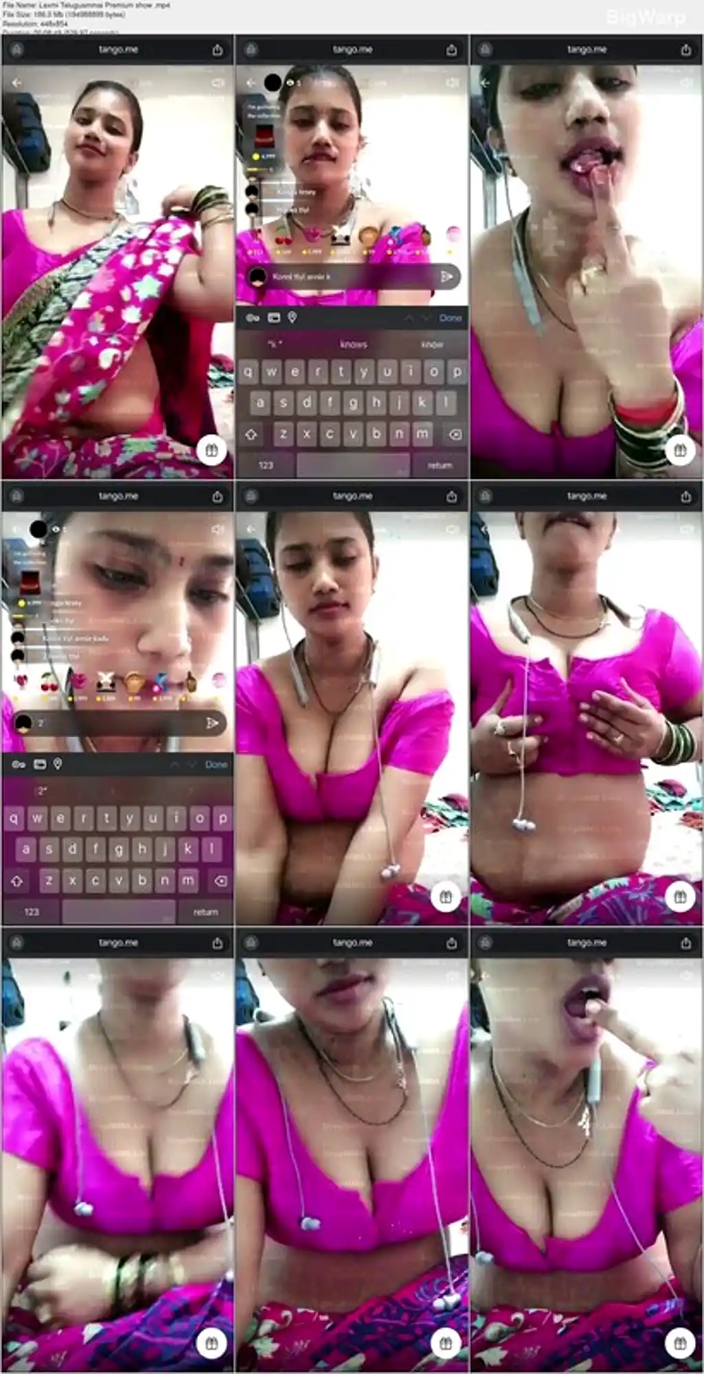 Telugu Laxmi Pink Saree Blouse Cleavage Tease Live